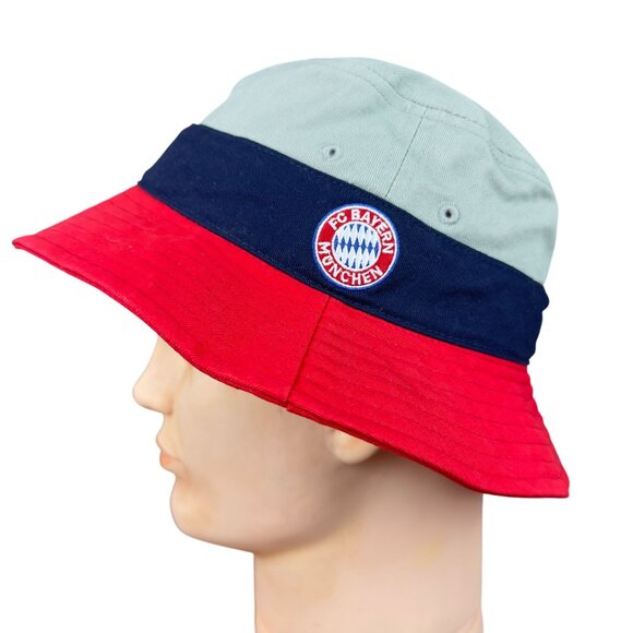 FC Bayern München Bucket Hat Unisex S/M Red/Navy/Gray Cotton Blend - Picture 7 of 9